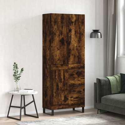 Berkfield Highboard Smoked Oak 69.5X34X180 Cm Engineered Wood - image 1