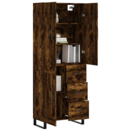 Berkfield Highboard Smoked Oak 69.5X34X180 Cm Engineered Wood - thumbnail 3
