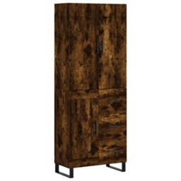 Berkfield Highboard Smoked Oak 69.5X34X180 Cm Engineered Wood - thumbnail 2