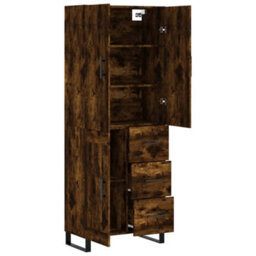 Berkfield Highboard Smoked Oak 69.5X34X180 Cm Engineered Wood - thumbnail 4