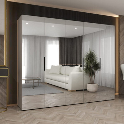Arte Cashmere Marbella Iii Hinged Door Wardrobe 250Cm - Subtle Mirrored Sophistication With Modern Flair - image 1