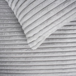 Ohs Ribbed Duvet Cover Faux Fur Winter Warm Bedding Set, Silver - Double - thumbnail 4