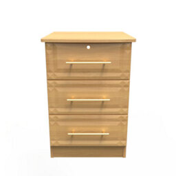 Norfolk 3 Drawer Bedside Cabinet - Lockable in Modern Oak (Ready Assembled)
