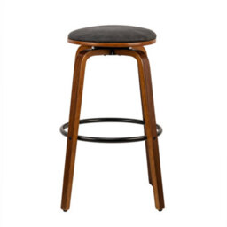 Nordlys Set Of 2 Solid Wood And Black Faux Leather Bar Stools Modern Design Style Dining Room - thumbnail 9