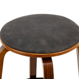 Nordlys Set Of 2 Solid Wood And Black Faux Leather Bar Stools Modern Design Style Dining Room - thumbnail 7