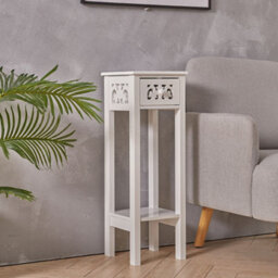 Living And Home White French Style Small Slim Accent Console Table Wooden Plant Stand With Drawer - thumbnail 2