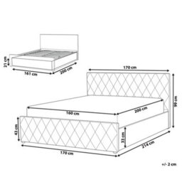 Beliani Ottoman Bed Velvet Rochefort 160 X 200 Cm (Eu King Size) Grey - thumbnail 3