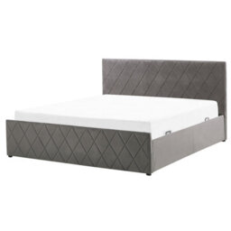 Beliani Ottoman Bed Velvet Rochefort 160 X 200 Cm (Eu King Size) Grey - thumbnail 7