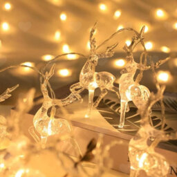 Amorly 5Ft 10 Led Elk Reindeer Christmas String Lights, Battery Operated Warm White Fairy Lights For Holiday Home Xmas Party Decorations - thumbnail 8