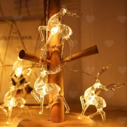 Amorly 5Ft 10 Led Elk Reindeer Christmas String Lights, Battery Operated Warm White Fairy Lights For Holiday Home Xmas Party Decorations - thumbnail 1