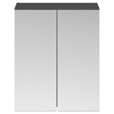 FNX Bathrooms Elysia 600mm 2 Door Gloss Grey Wall Hung Mirror Cabinet Contemporary 713mm - image 1