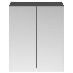 FNX Bathrooms Elysia 600mm 2 Door Gloss Grey Wall Hung Mirror Cabinet Contemporary 713mm
