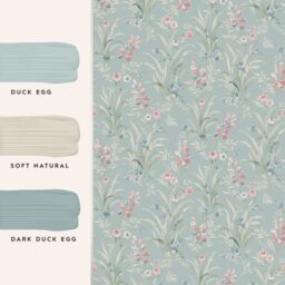 Laura Ashley Duck Egg & Pink Mosedale Posy Patterned Smooth Wallpaper - thumbnail 6