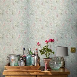 Laura Ashley Duck Egg & Pink Mosedale Posy Patterned Smooth Wallpaper - thumbnail 5