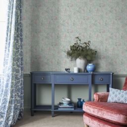 Laura Ashley Duck Egg & Pink Mosedale Posy Patterned Smooth Wallpaper - thumbnail 4