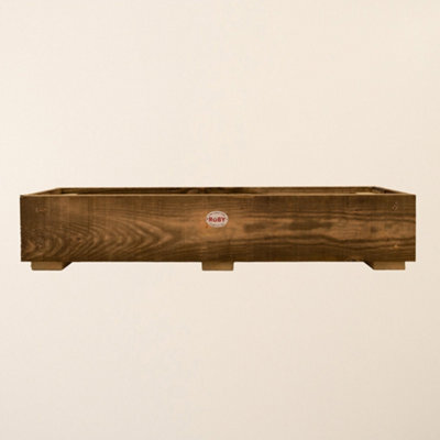 Ruby UK Ruby Handmade Rustic Wooden Planter Sawn Timber Garden Plant Box 0.9M Long X 0.2M Wide X 1 Board High - image 1