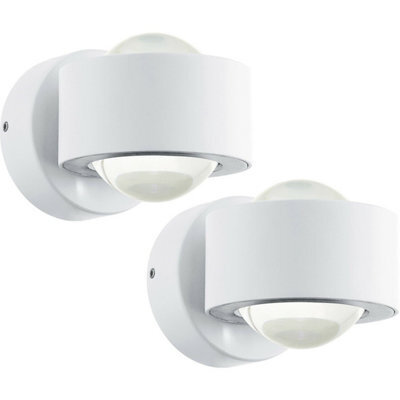 Modern White Aluminium Led Wall Light - 2 Pack With Clear Plastic Shade - image 1