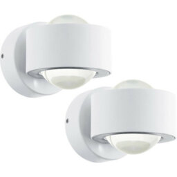 Modern White Aluminium Led Wall Light - 2 Pack With Clear Plastic Shade