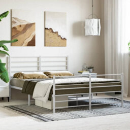 Berkfield Metal Bed Frame With Headboard And Footboard White 120X190 Cm 4Ft Small Double - thumbnail 3