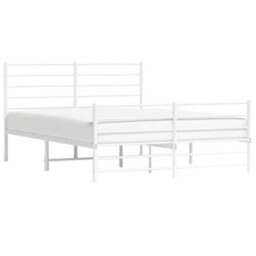 Berkfield Metal Bed Frame With Headboard And Footboard White 120X190 Cm 4Ft Small Double - thumbnail 4