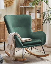 Beliani Rocking Chair Ellan Velvet Dark Green - thumbnail 2