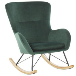 Beliani Rocking Chair Ellan Velvet Dark Green