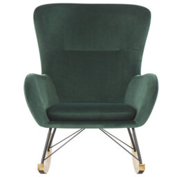 Beliani Rocking Chair Ellan Velvet Dark Green - thumbnail 4