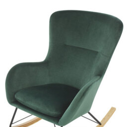 Beliani Rocking Chair Ellan Velvet Dark Green - thumbnail 6