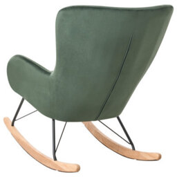 Beliani Rocking Chair Ellan Velvet Dark Green - thumbnail 5