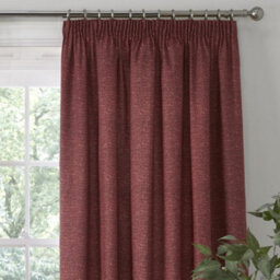 Dreams & Drapes Pembrey Textured Pair Of Red Pencil Pleat Curtains With Tie-Backs - thumbnail 3