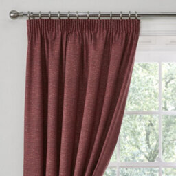 Dreams & Drapes Pembrey Textured Pair Of Red Pencil Pleat Curtains With Tie-Backs - thumbnail 2