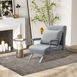 Single Chair Bed Armchair Sofa Bed Guest Sleeper Lounge With Pillow - thumbnail 4