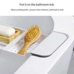White Bath Rack Extendable Over Bath Tub Caddy Plastic Organizer Tray Bathroom Tidy - thumbnail 4