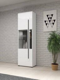 Arte Tulsa High Gloss Display Cabinet In Oak Grandson - W600mm X H2040mm X D390mm - thumbnail 3