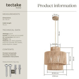 Charnwood Pendant Light Allegra In 3 Tiers, Jute Fibre And Boho Chic Design  - Nature - thumbnail 6