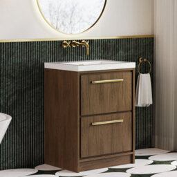 Hudson Reed Lille Floorstanding Two Drawer Contemporary Vanity Unit With Basin In Antique Oak, 613 X 462mm - thumbnail 4