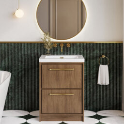 Hudson Reed Lille Floorstanding Two Drawer Contemporary Vanity Unit With Basin In Antique Oak, 613 X 462mm - thumbnail 2