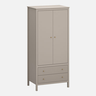 Heze Furniture Kleo 2 Door Wardrobe With 2 Drawers - Taupe - image 1
