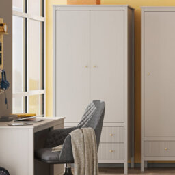 Heze Furniture Kleo 2 Door Wardrobe With 2 Drawers - Taupe - thumbnail 4