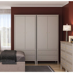 Heze Furniture Kleo 2 Door Wardrobe With 2 Drawers - Taupe - thumbnail 2