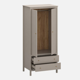 Heze Furniture Kleo 2 Door Wardrobe With 2 Drawers - Taupe - thumbnail 3