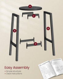 Songmics Bar Stools Set Of 2, Kitchen Stools, Bar Chairs With Metal Frame And Footrest, Ebony Black And Classic Black - thumbnail 5