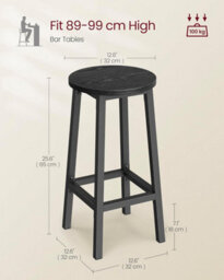 Songmics Bar Stools Set Of 2, Kitchen Stools, Bar Chairs With Metal Frame And Footrest, Ebony Black And Classic Black - thumbnail 2
