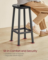 Songmics Bar Stools Set Of 2, Kitchen Stools, Bar Chairs With Metal Frame And Footrest, Ebony Black And Classic Black - thumbnail 3