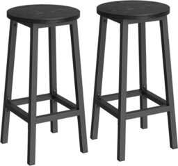 Songmics Bar Stools Set Of 2, Kitchen Stools, Bar Chairs With Metal Frame And Footrest, Ebony Black And Classic Black - thumbnail 6