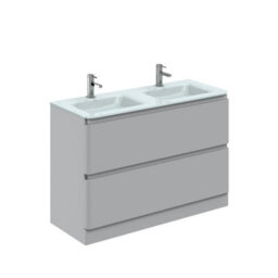 Plum&clay Marvel Gloss Light Grey Floor Standing Bathroom Vanity Unit With White Glass Basin (W)1200mm - thumbnail 2
