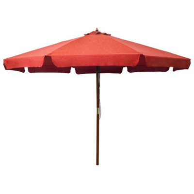Berkfield Outdoor Parasol With Wooden Pole 330 Cm Terracotta - image 1