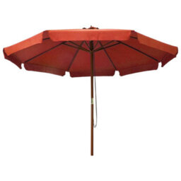 Berkfield Outdoor Parasol With Wooden Pole 330 Cm Terracotta - thumbnail 2
