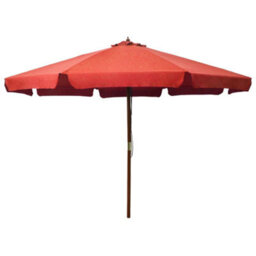 Berkfield Outdoor Parasol With Wooden Pole 330 Cm Terracotta - thumbnail 1