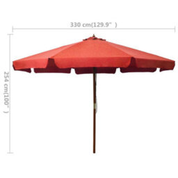 Berkfield Outdoor Parasol With Wooden Pole 330 Cm Terracotta - thumbnail 5